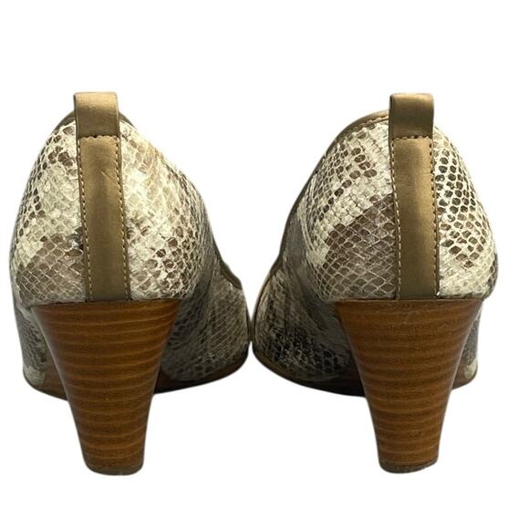 Sofft Snakeskin Leather 3" Wooden Wedge Peep Toe Comfort Dress Shoe Women 10 - Picture 7 of 11